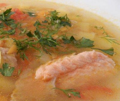Суп с гречкой и красной рыбой
